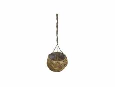 Homea suspension pot en jacynthe d'eau - intérieur en nylon - ø 15 x h 15 / 64 cm - naturel