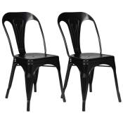 Idmarket - Lot de 2 chaises leny métal noir mat empilable aspect brut factory - Noir