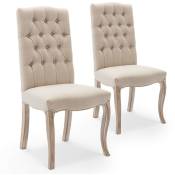 Intensedeco - Lot de 2 chaises capitonnees Jade tissu beige - Beige