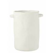 Jolipa - Pot allongé en ciment blanc 26x20x29cm -