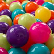 KiddyMoon 50 ∅ 7Cm Balles Colorées Plastique Pour Piscine Enfant Bébé Fabriqué En EU, Vert Clair/Jaune/Turquoise/Orange/Ros Foncé/Violet - vert