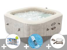 Kit spa gonflable Intex PureSpa Chevron carré Bulles 6 places + 6 filtres + Aspirateur + Kit d'entretien