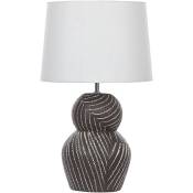 Lampe de Table en Céramique Chevet 63 cm Abat-jour Tissu Noir et Blanc Guapore - Blanc