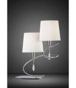 Lampe de Table Mara 2 Ampoules E14, chrome poli avec Abat jours blanc ivoire
