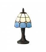 Lampe de table Tiffany Buena 1 Ampoule Blanc/Bleu 15 Cm