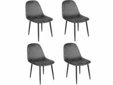 Lot de 4 chaises de table design velours inoui - gris