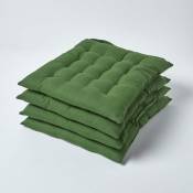 Lot de 4 galettes de chaise Capitonnée Vert foncé 40 x 40 cm - Vert Foncé - Homescapes