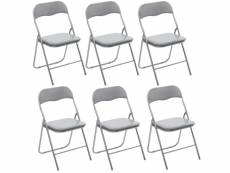 Lot de 6 chaises pliantes en pvc - gris