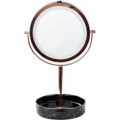 Miroir de Table Or Rose et Noir en Métal ø 26 cm à led Maquillage Double Face Savoie
