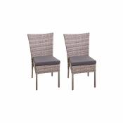 Nova - Ensemble de 2 chaises de jardin en plein air à Polyrattan avec oreiller Couleur : gris