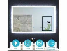 Ocean sanitaire 100x60cm miroir salle de bain antibuée--miroir horizontal ou vertical--miroir led--interrupteur tactile
