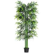 Outsunny Bambou Artificiel XXL 1,80H m arbre artificiel 1105 Feuilles denses réalistes Pot Inclus Noir Vert