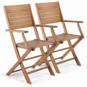 Oviala - Lot de 2 fauteuils en bois d'eucalyptus -