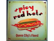 "plaque red hot spicy hot dog tole deco restaurant snack bar"