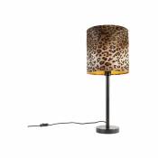QAZQA simplo - Lampe de table avec abat-jour Moderne - 1 lumière - Ø 250 mm - Imprimé léopard - Moderne - Éclairage intérieur - Salon I Chambre I
