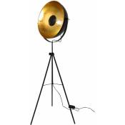 Retro lampadaire trépied lampe de studio Big Alona noir & or 10593