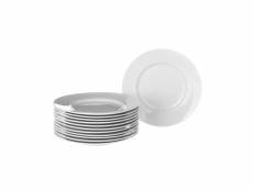 Set de 12 assiettes plates en porcelaine blanche - 26.7cm
