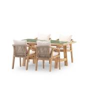 Set table et 4 chaises en bois et céramique verte