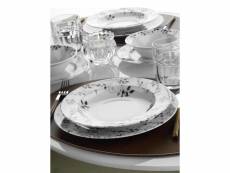 Set vaisselle service dîner 24 pièces murrina porcelaine blanc gris