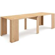 Skraut Home - Table console extensible, Console meuble, 260, Pour 12 personnes, Table à Manger, Style moderne, Chêne