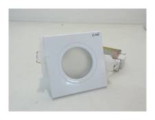 Spot plafond blanc aluminium verre carré 89X89mm pour lampe GU5.3 12V 35W max (non fournie) fgl out MR16 declic 111121