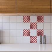 Sticker carrelage adhésif décoratif autocollant, imitation céramique rouge, 15 cm x 15 cm, x6 - Décorez votre maison avec style - Rouge