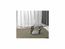 Table basse en verre et acier inox design diam-l 130