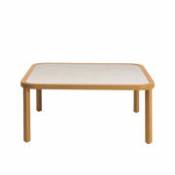 Table basse Grand Life / 100 x 100 x H 35 cm - Pierre céramique & teck naturel - Ethimo blanc en bois