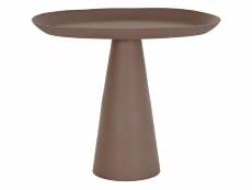 Table d'appoint ovale en aluminium coloris rose mat - longueur 53 x profondeur 33 x hauteur 44 cm