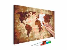 Tableau à peindre par soi-même - carte du monde (couleurs de la terre) A1-MA_0097