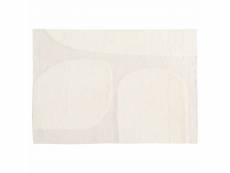 Tapis rectangulaire en laine à motif tissé main blanc 200 x 290 cm