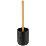 Tendance - brosse wc polyresine - noir mat bambou