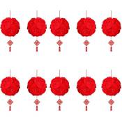 Tlily - 10 Pièces Séries / Ensemble de 23 Cm Décorations de un Chinois Fuzi Hortensia Lanterne un Lanterne Fournitures-Rouge