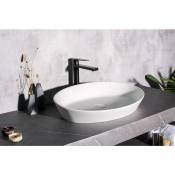 Vasque à poser en Solid Surface - NT2660 - 60 x 40 x 12,5 cm - blanc mat: Sans bonde Pop Up