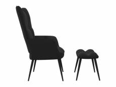 Vidaxl chaise de relaxation avec repose-pied noir velours