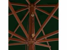 Vidaxl parasol avec mât en bois 350 cm vert 3.5 m
