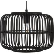 Beliani - Lampe Suspendue Style Boho Abat-Jour Forme Cage Ouverte en Bambou Noir Ravine - Noir