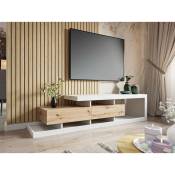 Bestmobilier - Olga - meuble tv - bois et blanc - 198 cm - style scandinave - bois / blanc - Bois / Blanc