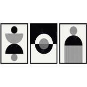 Cercle minimal Trio, Set de 3 posters muraux - 90x45cm