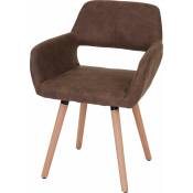 Chaise de salle à manger HHG 428 ii, fauteuil, design rétro des années 50 tissu, marron - brown
