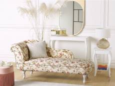Chaise longue chesterfield en tissu beige à motif