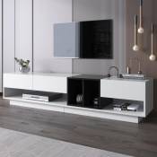Dans Les Nuages - Meuble tv 190cm, avec 3 tiroirs, étagères ouvertes, Design à blocs de couleur, style moderne - Blanc - Blanc