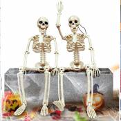 Décorations de squelette de citrouille d'Halloween avec des squelettes articulés posables pour les décorations d'accessoires de maison hantée de fête