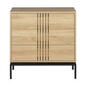 Drawer - Commode 3 tiroirs en bois et métal L80cm - Krokom - Couleur - Bois clair