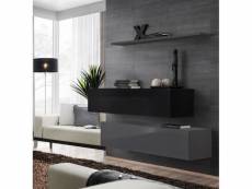 Ensemble meubles de salon switch sbii design, coloris gris et noir brillant.