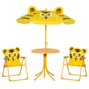 Ensemble salon de jardin enfant 4 pièces design tigre jaune