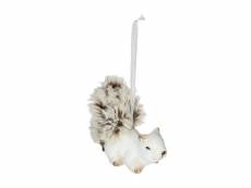 Feeric christmas - sujet de noël à suspendre animal en céramique avec fourrure h 8 cm