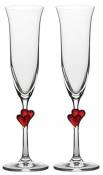 Flûtes à Champagne L'Amour de Stölzle Lausitz avec des Cœurs Rouges, Lavables au Lave-vaisselle, pour Les Plus Beaux Moments à Deux Accompagnés de Cha