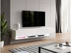 FURNIX meuble tv/ meuble tv suspendu Alyx 200 (2x100) x 32 x 34 cm style contemporain blanc mat/blanc brillant sans LED
