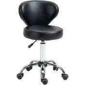 Homcom - Tabouret de massage - tabouret de travail pivotant 360° - assise réglable 49-64H cm, dossier ergonomique - métal chromé revêtement